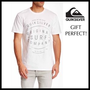 QUICKSILVER TEE WHITE HAWAII SURF T-SHIRT KNIT CASUAL TOP A3C
